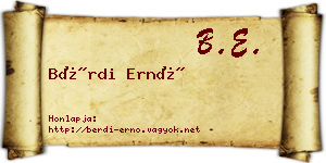 Bérdi Ernő névjegykártya